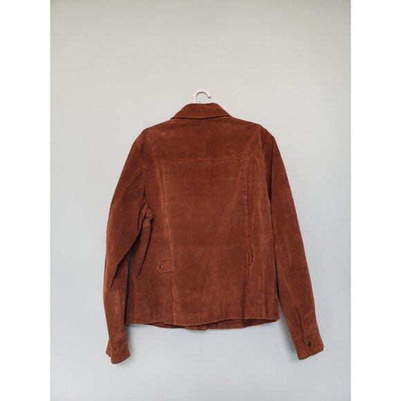Coldwater Creek Womens L Suede 100% Leather Jacket Brown Snap Front Fall Winter - Picture 2 of 6